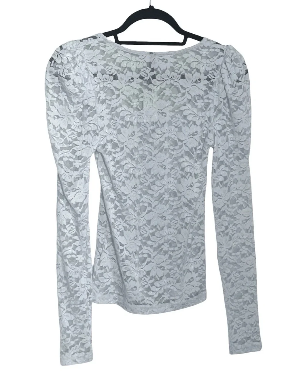 By Anthropologie Puff Sleeve Sheer Lace Top Light Blue NWT Size Small